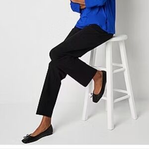 Liz Claiborne Black Modern Ballet Style Flat With Bow Detail, Memory Foam Sz 8